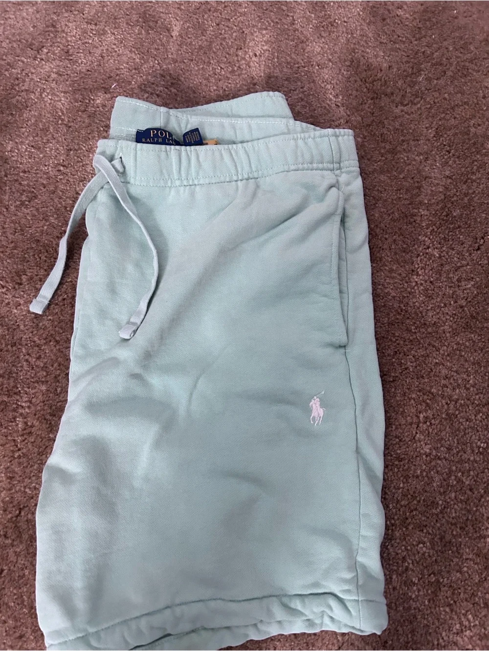 Ralph Lauren Light Aqua Kids Shorts with White Pony Logo